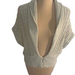 Moth Cream Open Knit Cardigan Vest Crochet Sweater Anthropologie M/L